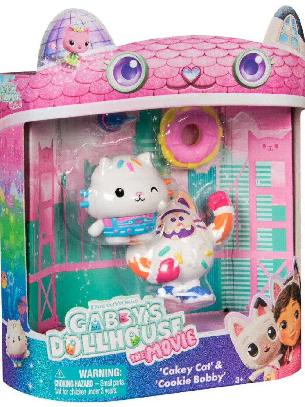 Gabby’s Dollhouse The Movie Cakey Cat & Cookie Bobby Toy Figures, NEW